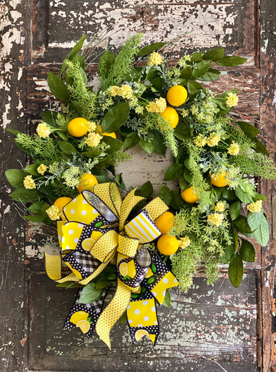 The Laureen spring lemon wreath for front door, Summer wreath, kitchen wreath, fruit wreath, mothers day gift, pick me up gift, Easter decor