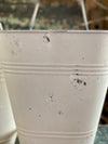 Farmhouse Distressed White Metal Wall Pocket, Rustic hanging planter~fixer upper decor~White bucket planter with handle