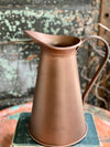 Vintage Style Copper Finish Farmhouse Metal Pitcher, utensil holder, fixer upper decor, cabin decor, French country cottage flower vase
