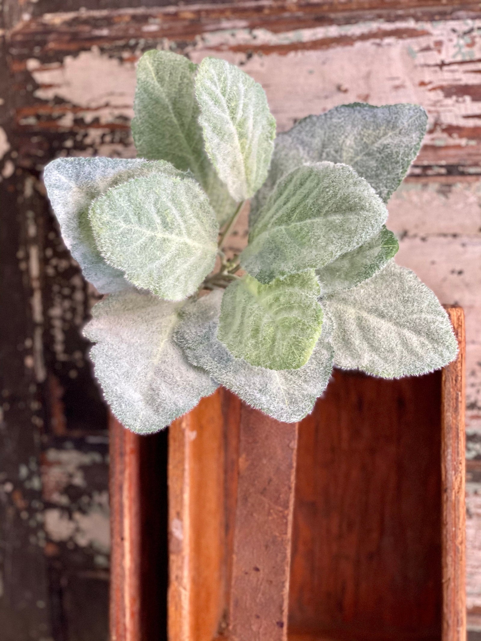Artificial Lambs Ear Leaf Greenery Bush, Silk flower greenery, artificial flower bush, craft supply, large flocked greenery, green bush