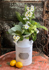 Farmhouse Distressed White Galvanized Metal Milk Can, metal container for florals, shabby chic vase for table, farmhouse metal urn