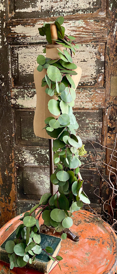 Artificial 4 Foot Eucalyptus Garland, Wreath making supply garland, silver dollar eucalyptus garland~French country garland, spring greenery