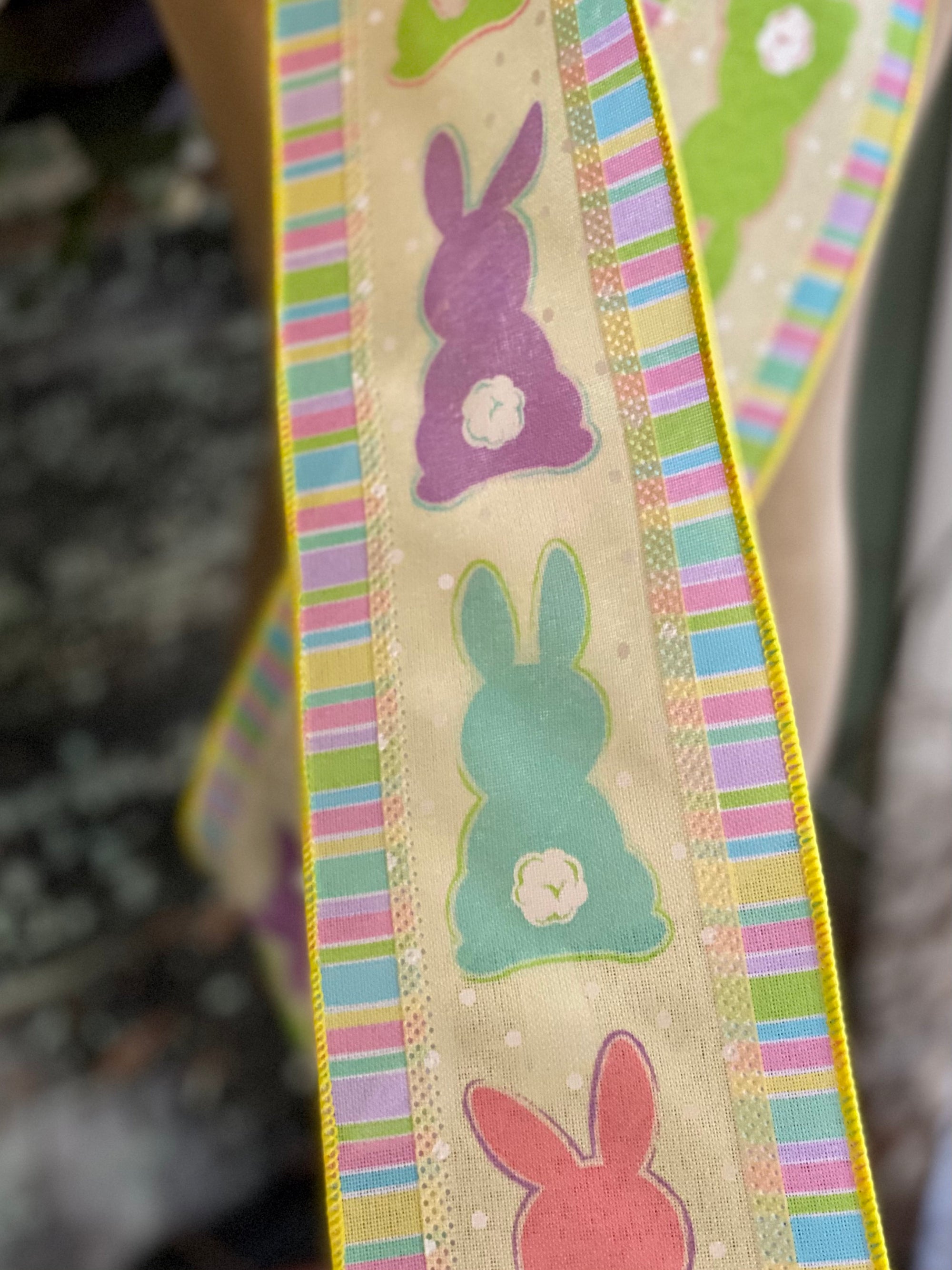 Easter Bunny Multi Color Wired Ribbon 4 x 10 YARD ROLL - Crested