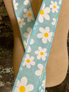 Daisy Flower Wired Ribbon 1.5&quot; x 10 YARD ROLL, 3 colors available black blue lavender, Easter Ribbon, farmhouse ribbon, Spring ribbon