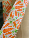 Two Sizes Carrot On Tan Wired Ribbon 1.5&quot; or 2.5” x 10 YARD ROLL, Easter Ribbon, farmhouse ribbon, Spring ribbon, Bunny rabbit carrot ribbon