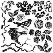 IOD Birds Branches Blossoms Decor Stamp, Stamp for crafts, craft supply, Cottage decor, Card embellishment, French country stamp designs