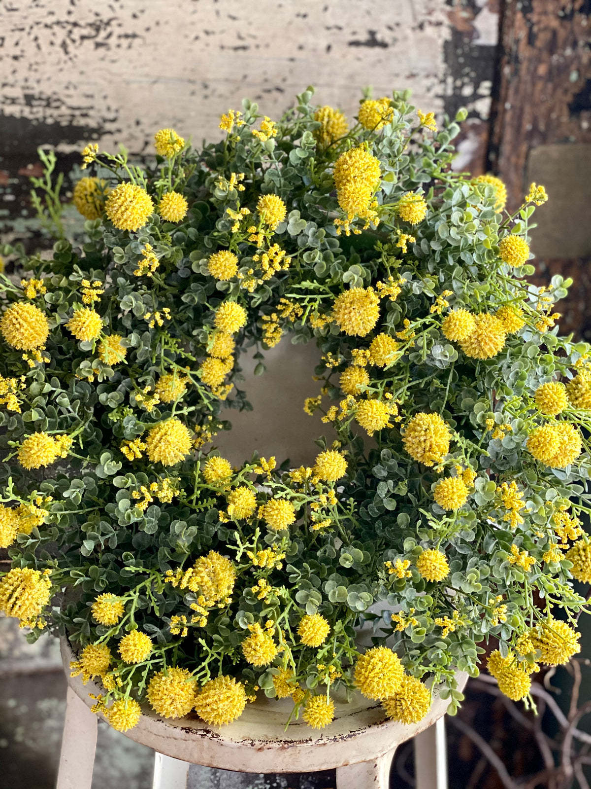 Eucalyptus & Yellow Berry Easter Wreath For Front Door, Spring farmhouse wreath, Mothers day gift, summer wreath, wreath making supply,