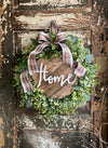 The Bethany All Season Eucalyptus Wreath For Front Door, Spring farmhouse wreath, Mothers day gift, wood Home sign Greenery wreath,
