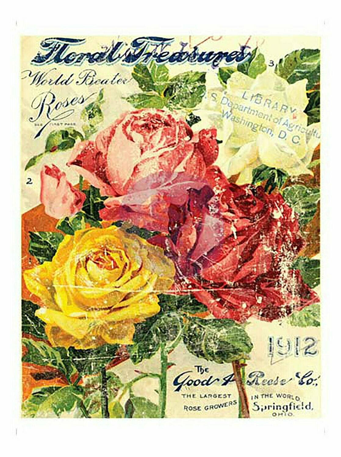 IOD Floral Treasure Decor Rub On Transfer Sheet, Transfers for crafts, craft supply, Card embellishment, Farmhouse transfer designs