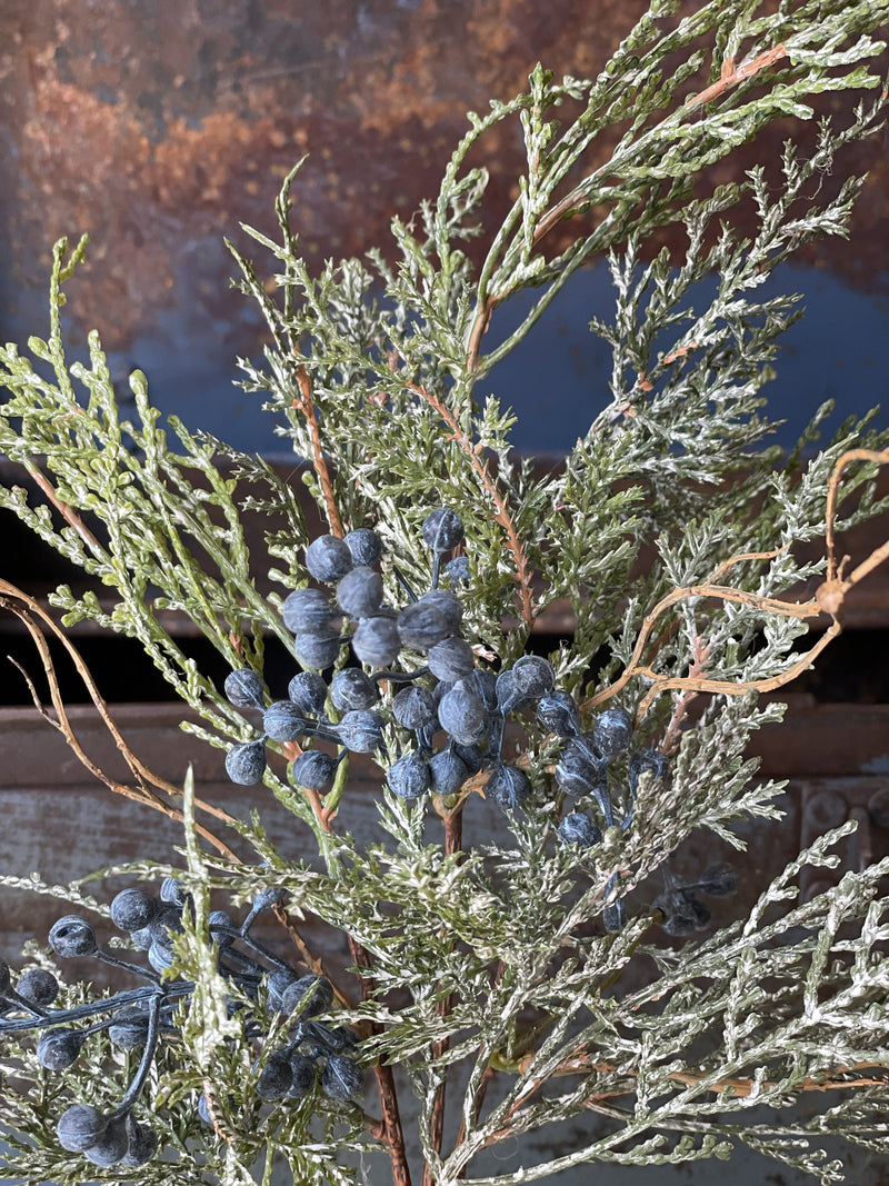 Artificial Blue Stone Snowy Cedar Pine Wreath