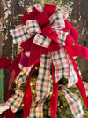 The Beckett Cranberry Red Cream & Green Plaid Christmas Tree Topper Bow