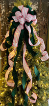 The Esmerelda Red Cream & Green Velvet Christmas Tree Topper Bow