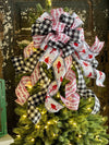 The Joyce Red Black & White Cardinal Christmas Tree Topper Bow