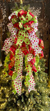 The Jolly Red White & Green Whimsical Christmas Tree Topper Bow