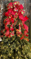 The Jovi Red White & Green Whimsical Christmas Tree Topper Bow