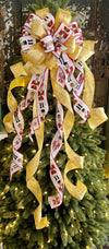 The Freidrick Red Black & Gold Glitter Christmas Tree Topper Bow