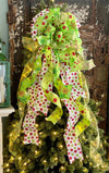 The Whoville Red White & Green Whimsical Christmas Tree Topper Bow