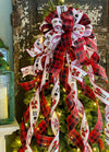 The Franz Red Black & Gold Plaid Christmas Tree Topper Bow