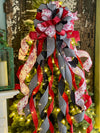 The Aster Red Black & White Christmas Tree Topper Bow