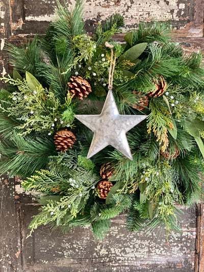 Tin Galvanized Star Christmas Ornament