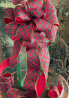 The Kieran Red Black & Gold Plaid Christmas Tree Topper Bow