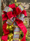 The Dianna Red Blue & Green XL Christmas Tree Topper Bow