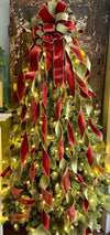 The Amber Copper & Apple Green Velvet Christmas Tree Topper Bow