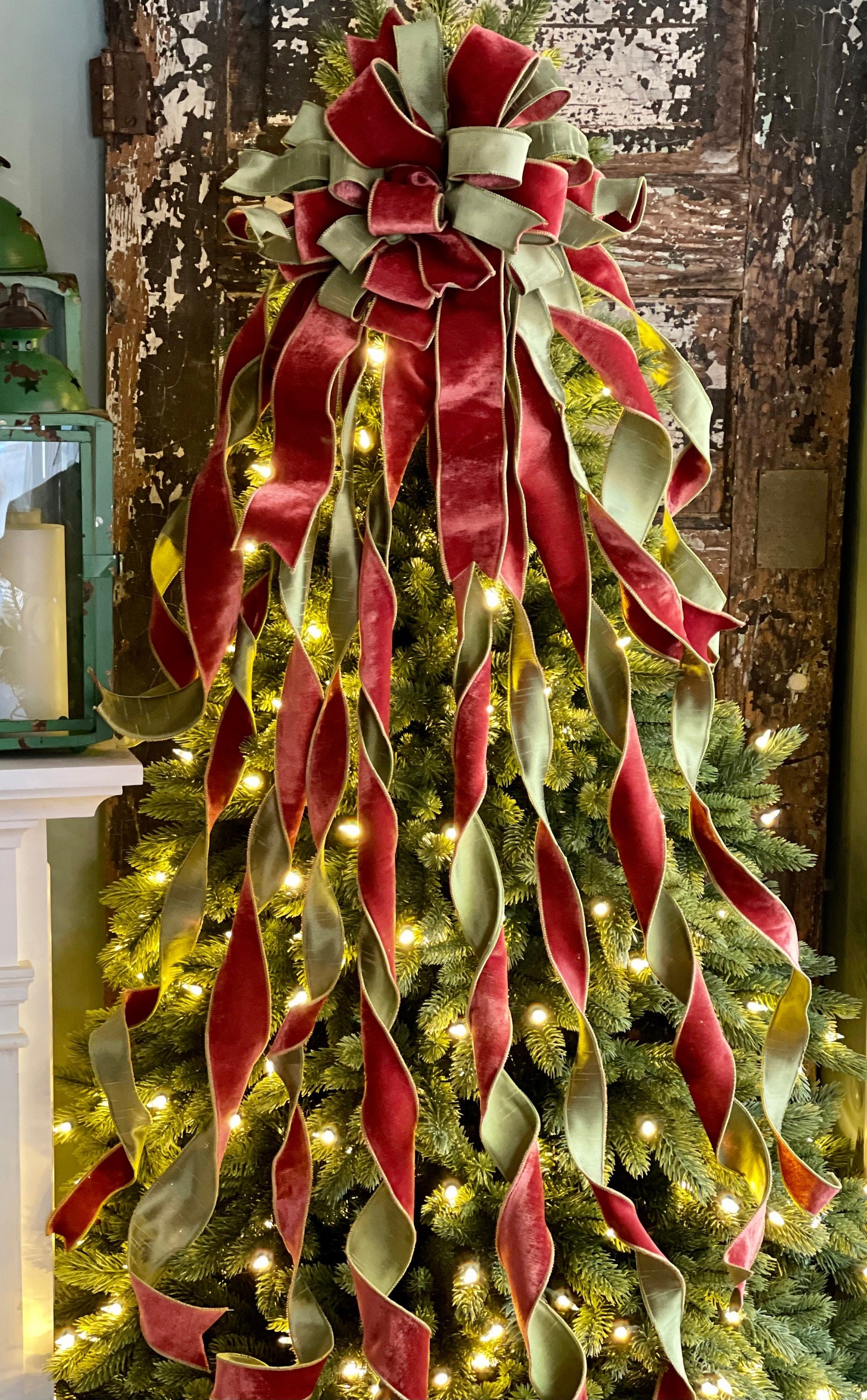 Decorated Christmas Trees With Gold Ribbon