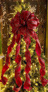 The Andrea Red Green & Gold  Plaid XL Christmas Tree Topper Bow