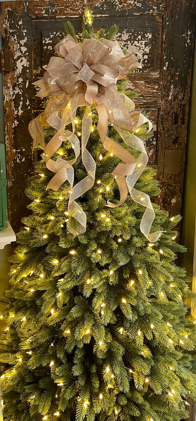 The Champagne Gold Christmas Tree Topper Bow