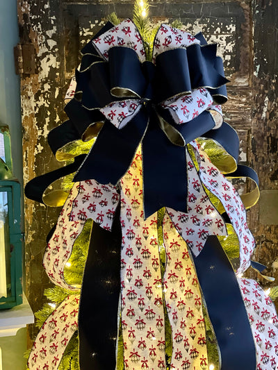 The Armani Black Red & Gold Christmas Tree Topper Bow