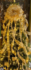 The Alanis Gold Glitter Christmas Tree Topper Bow