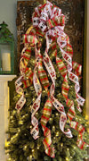The Nutcracker Red Cream & Green Plaid Christmas Tree Topper Bow