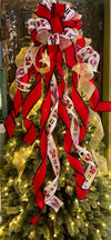 The Hans Red Black & Gold Glitter Christmas Tree Topper Bow