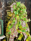 The Whoville Red White & Green Whimsical Christmas Tree Topper Bow