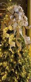 The Blitzen Beige & Silver Christmas Tree Topper Bow