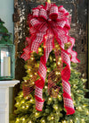 The Cassie Red & Creamy Beige Country Christmas Tree Topper Bow