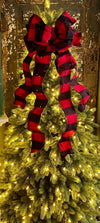 The Sidney Red & Black Flannel Buffalo Check Christmas Tree Topper Bow