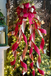 The Persimmon Deep Red & Gold Satin Christmas Tree Topper Bow