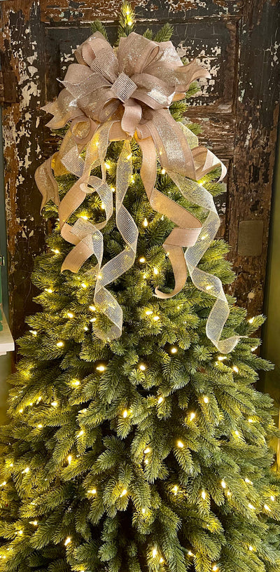 The Champagne Gold Christmas Tree Topper Bow
