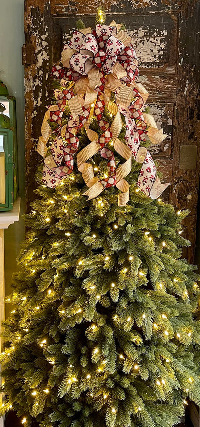 The Shirley Cream RedBlack & Gold Christmas Tree Topper Bow