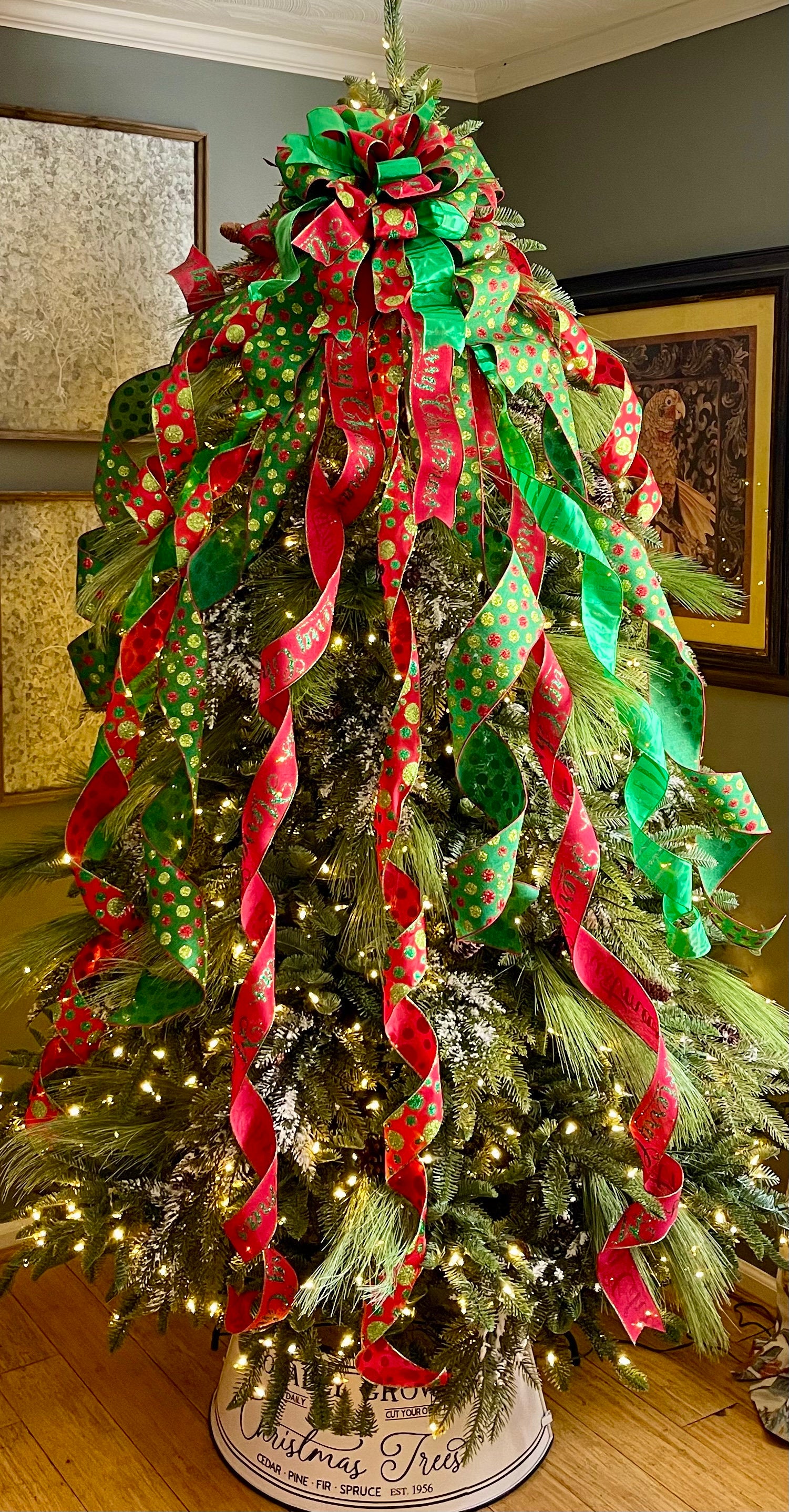 The Martha Mae Red Green & Gold Polka Dot Oversized Christmas Tree Top -  Crested Perch
