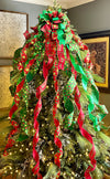 The Martha Mae Red Green & Gold Polka Dot Oversized Christmas Tree Topper Bow