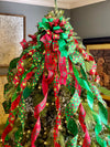 The Martha Mae Red Green & Gold Polka Dot Oversized Christmas Tree Topper Bow