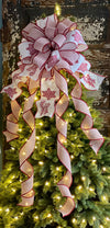 The Estelle White & Red Embroidered Christmas Tree Topper Bow