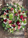 The Mallory Pink Blue White & Plum Hydrangea Wreath For Front Door