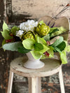 The Harper White Hydrangea & Artichoke Spring Centerpiece For Dining Table