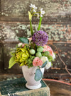 The Laura White Pink Spring Narcissus & Ranunculus Centerpiece