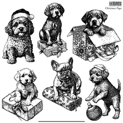 IOD Christmas Pups Decor Stamp, Stamp for crafts, craft supply, Christmas stamp, Card embellishment, Farmhouse holiday stamp designs