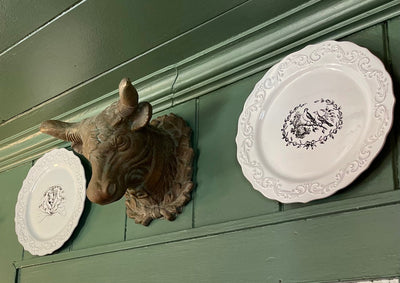 Cow head with wreath wall mount, faux resin cow head sculpture, farmhouse home decor, Boho home sign, gift for her, unique door hanger